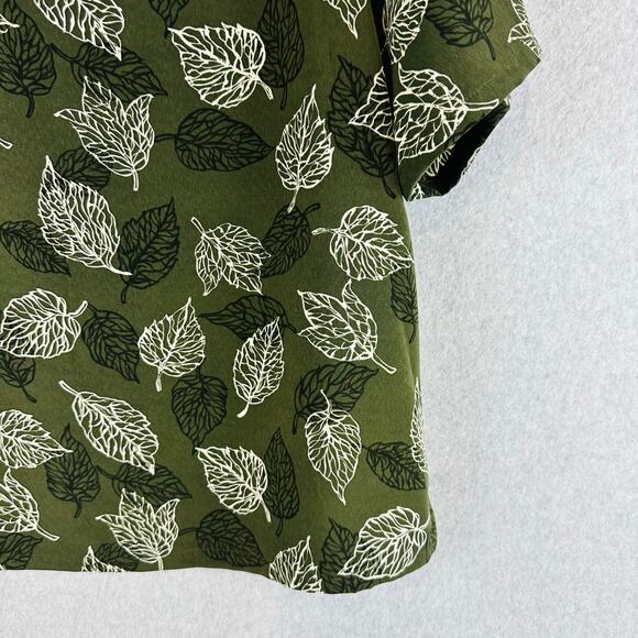 Vtg Bonworth Womans Large Petite Floral Blouse Shirt Short Sleeve Green - Picture 10 of 10